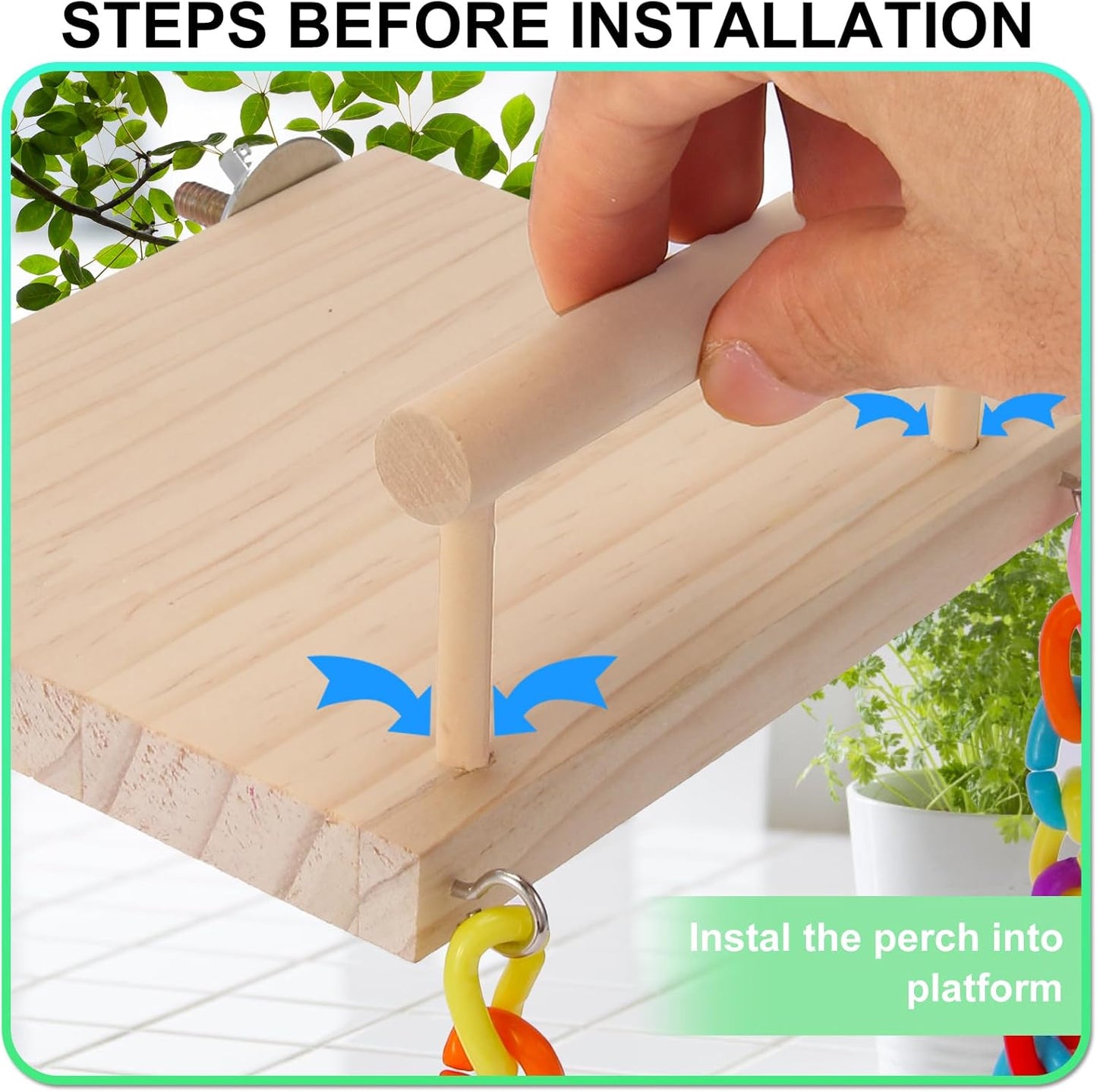 Kyouki Bird Perch Bird Cage Accessories Platform Swing - for Parrot,Parakeet,Budgies, Cockatiels, Lovebirds, Pacific Parrotlets,Chinchilla, Hamster - Sturdy Play Gym Exercise Stand