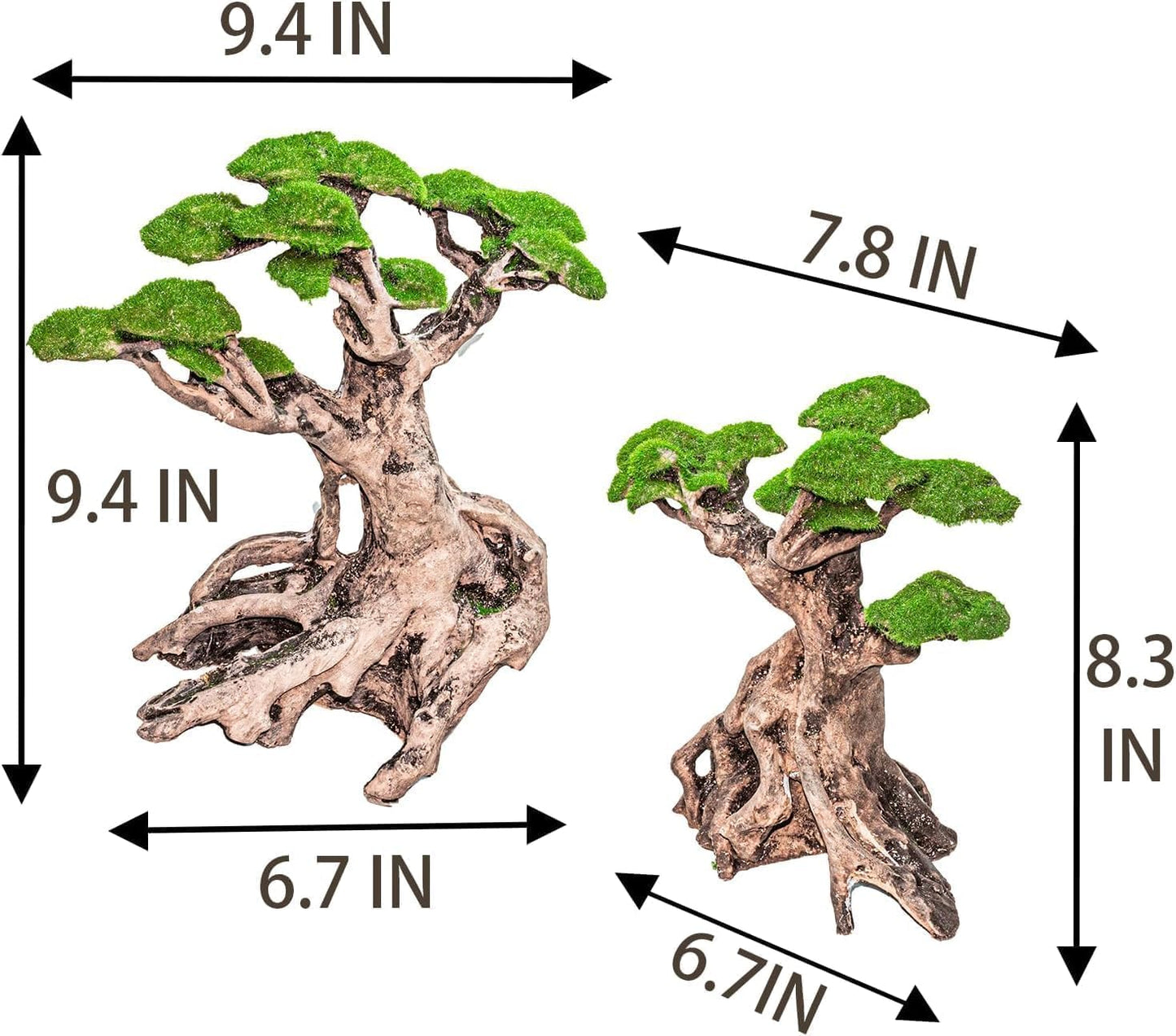 Novelsite Fish Tank Decorations - Large Bonsai Trees with Faux Moss- Aquarium Rocks Aquascaping- Made of Sandstone 17" x 8.6" x 5" Enhance Aquatic Landscape with Realistic Natural Look