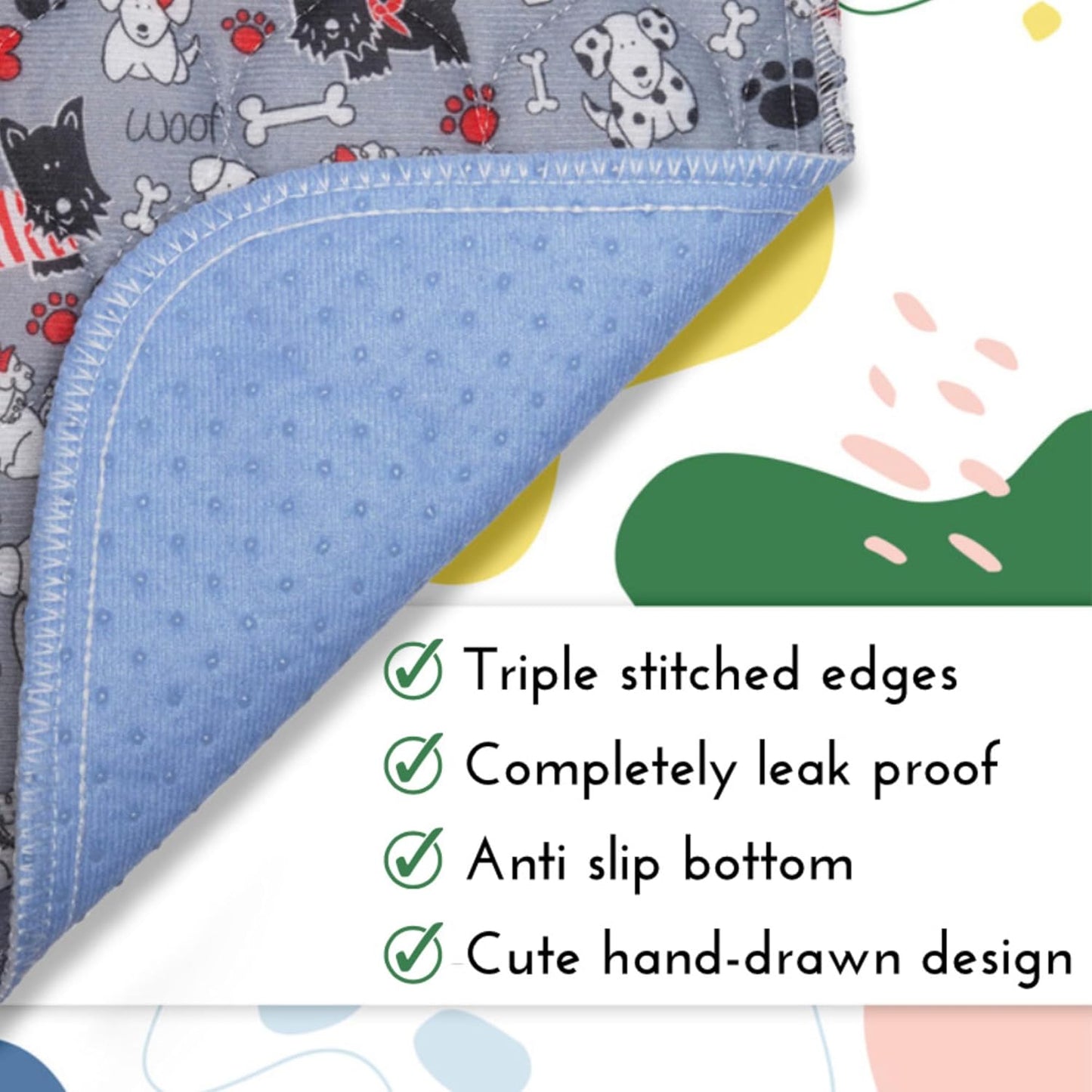 Caldwell's Pet Supply Co. 30x36 Potty Pads, Washable Pee Pads for Dogs, Reusable Pee Pad for Dogs, Puppy Potty Mat, Whelping Rug, Reusable Puppy Mat, Waterproof Rug for Dog, for Medium Dog (Set of 2)