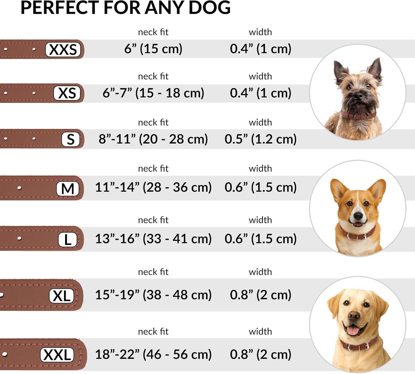 CollarDirect Rolled Leather Dog Collar, Soft Padded Round Puppy Collar, Handmade Genuine Leather Collar Dog Small Large Cat Collars 13 Colors (18-22 Inch, Cinnamon Smooth)