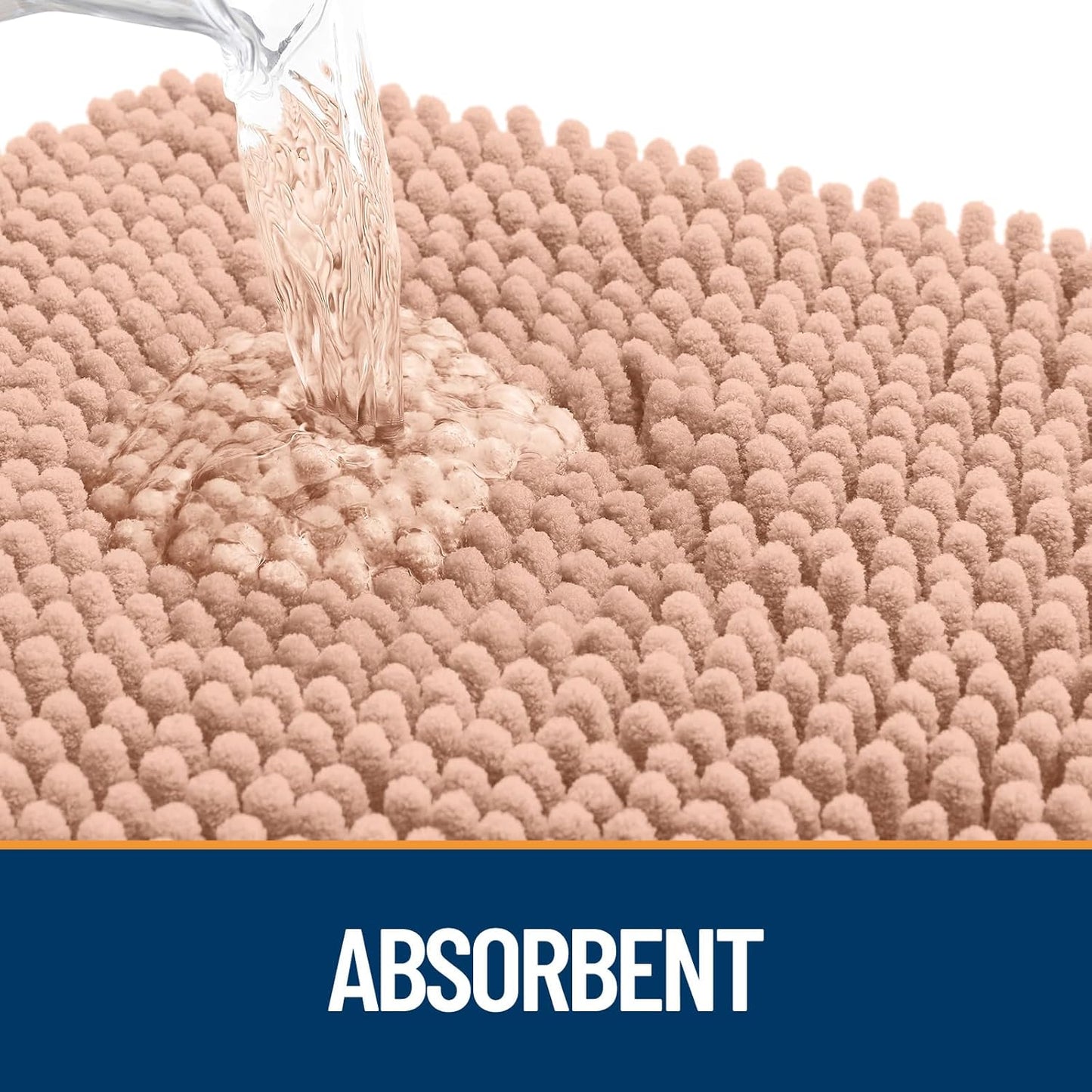 OLANLY Dog Door Mat for Muddy Paws 59x32, Absorbs Moisture and Dirt, Absorbent Non-Slip Washable Doormat, Quick Dry Chenille Mud Mat for Dogs, Entry Indoor Entryway Carpet for Inside Floor, Peach