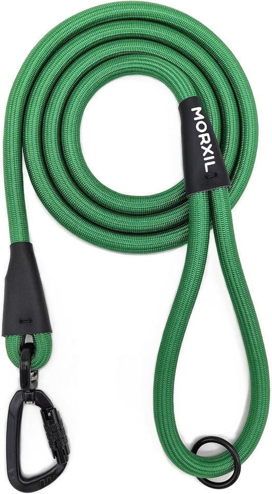 Rope Dog Leash, 6 Foot Heavy Duty Dog Leash with Aviation Aluminum Auto Locking Carabiner, Strong Nylon Pet Lead for Small, Medium, Large Dogs (Green, 6FT)