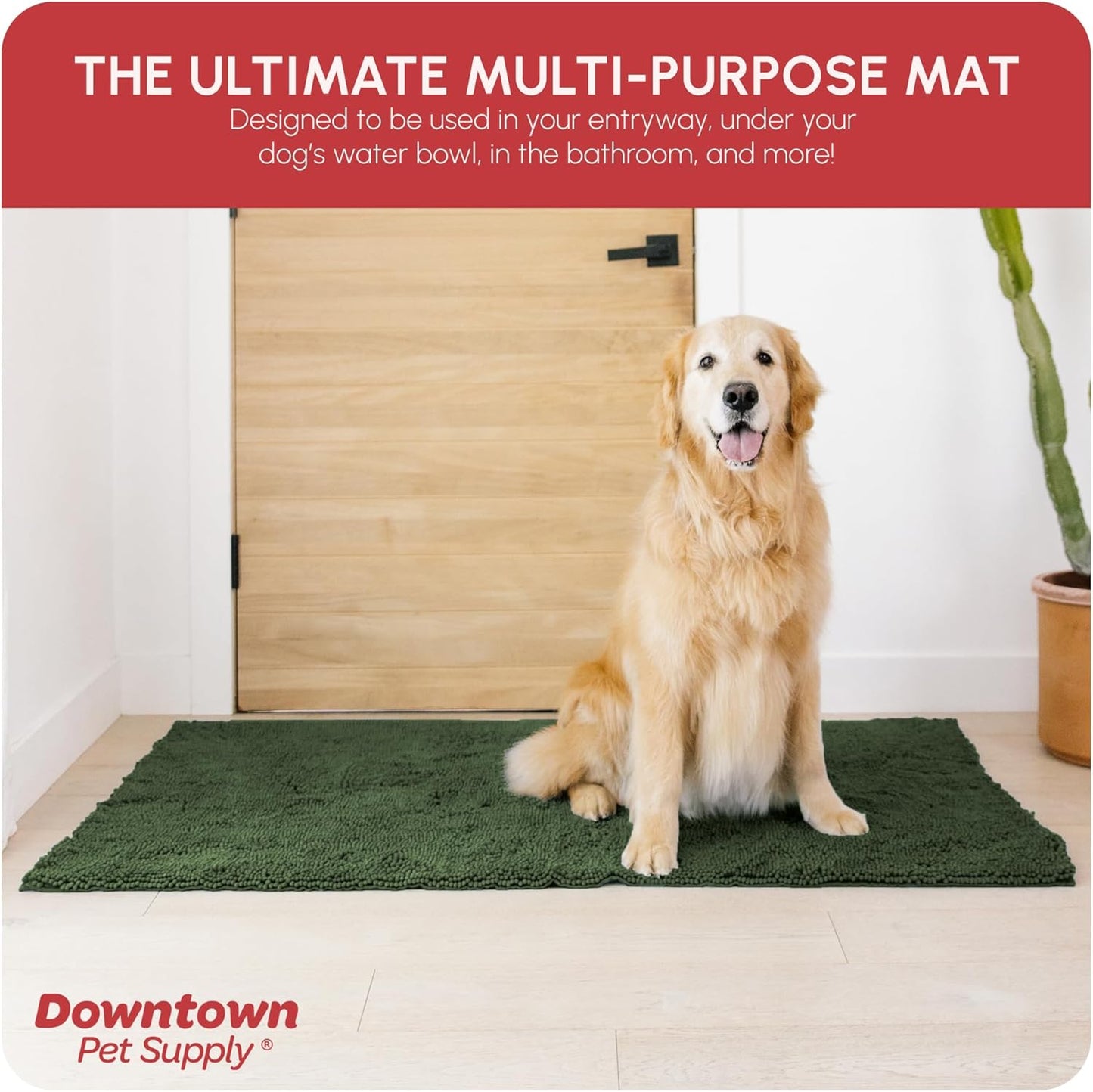 My Doggy Place Microfiber Dog Mat for Muddy Paws, 60" x 36" Chive - Non-Slip, Absorbent and Quick-Drying Dog Paw Cleaning Mat, Washer and Dryer Safe - X-Large/Runner