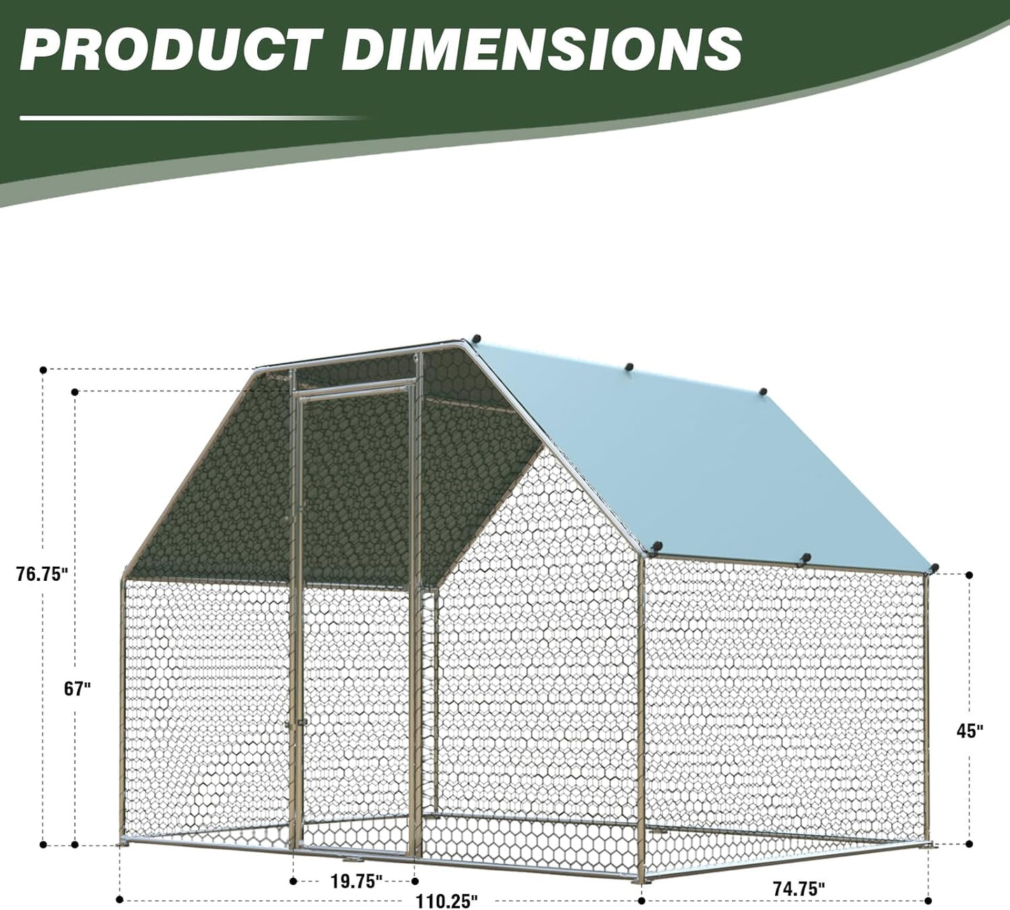 4ever2buy Chicken Runs for Yard with Cover, Large Metal Chicken Run Walk in Metal, Outside Dog Kennel with Roof, Flat Roofed Outdoor Kennel for Cats(9.2’Lx6.23’Wx6.4’H)
