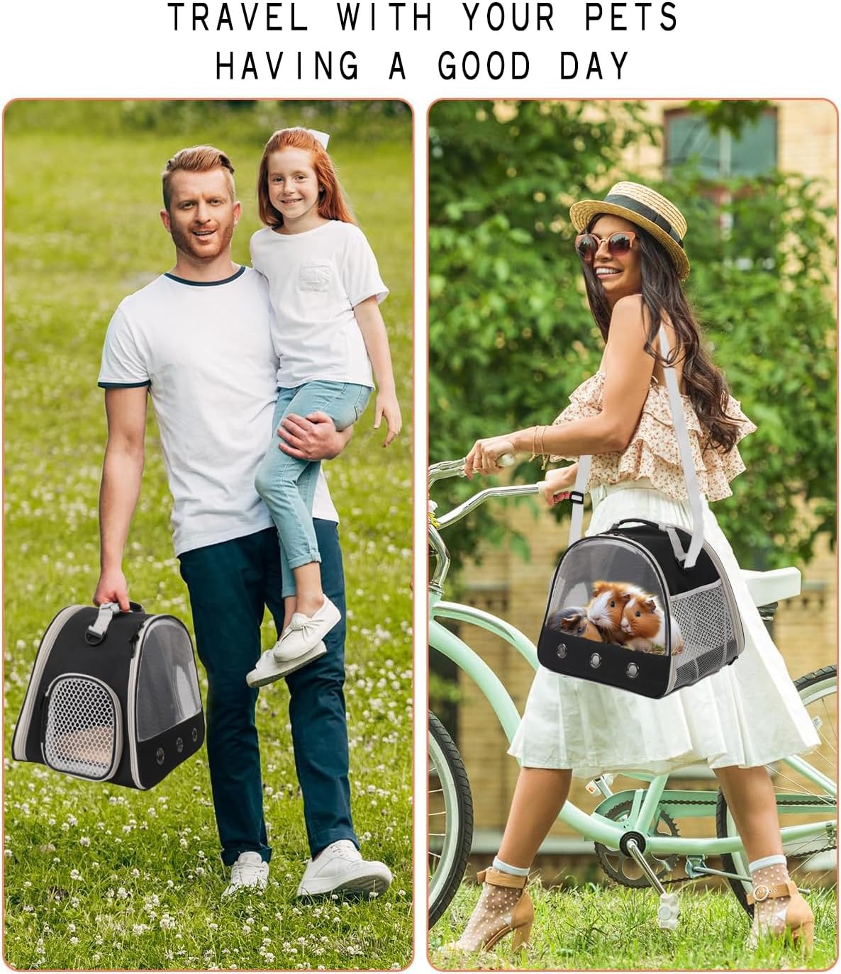 Guinea Pig Carrier,Guinea Pig Carrier for 2,Ventilation Carrier for Bearded Dragon,Reptile Travel Carrier for Lizards Sugar Glider Hedgehog Rat Parrot Birds,Airline Approved Green