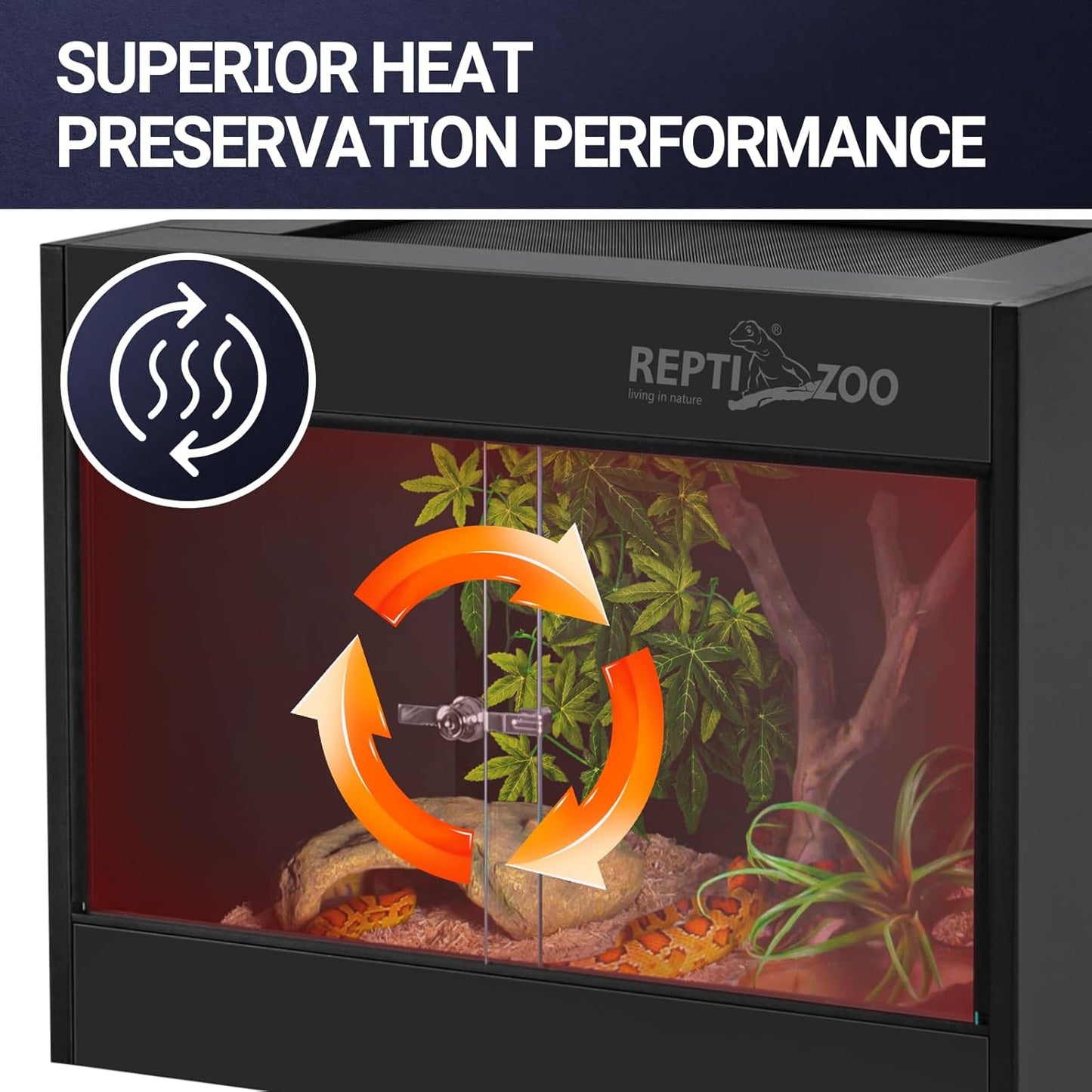 REPTI ZOO 34 Gallon PVC Reptile Terrarium, 24x18x18” Leopard Gecko Tanks with Glass Sliding Door & Top Screen Ventilation, Reptile Enclosure for Bearded Dragon Hermit Crab