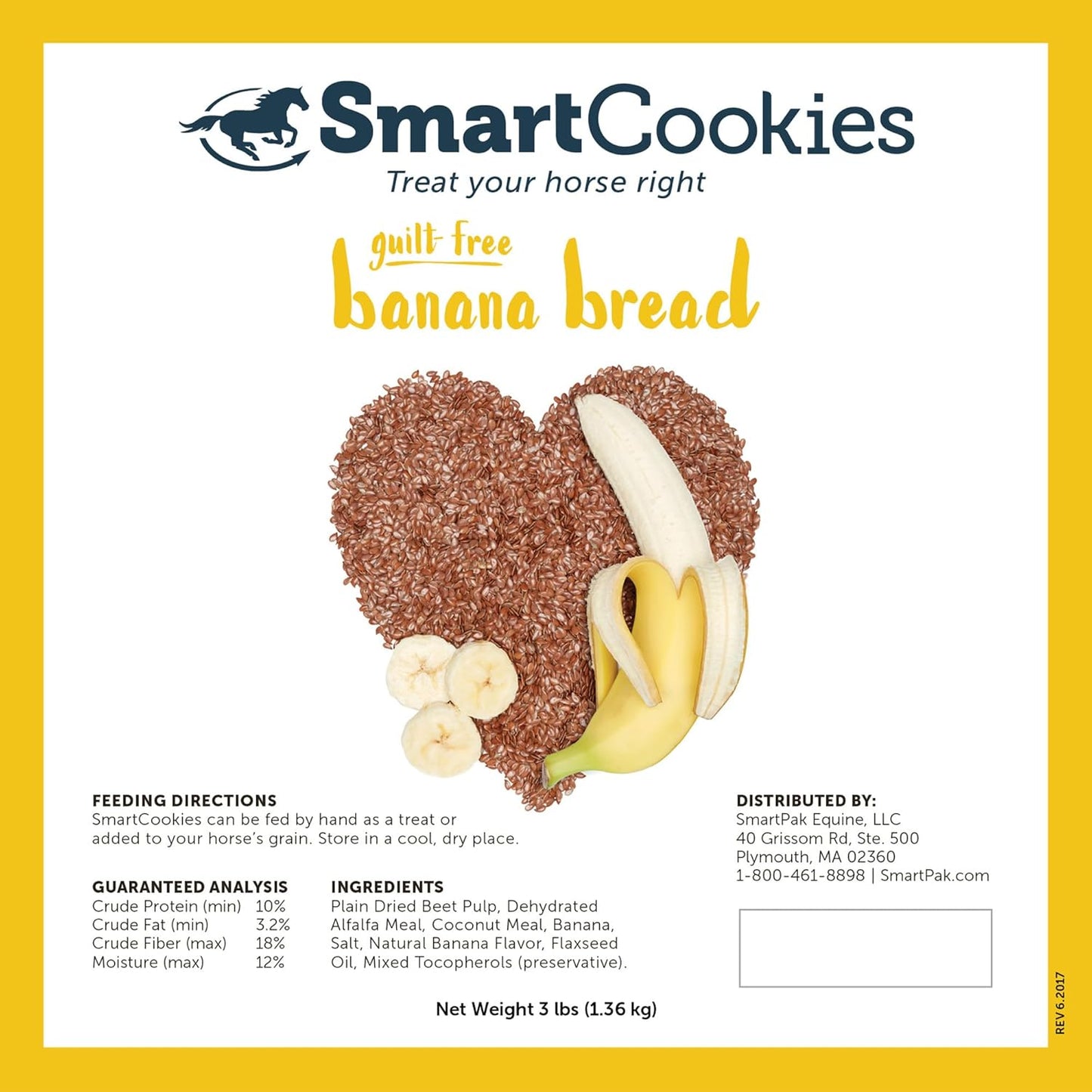 SmartEquine SmartCookies | Healthy Treats for Horses Made from Coconut Meal, Beet Pulp, Alfalfa, and Flaxseed Oil | No Sugar Added Horse Treats | Banana Bread Flavor Cookies for Horses, 3 lb Bag