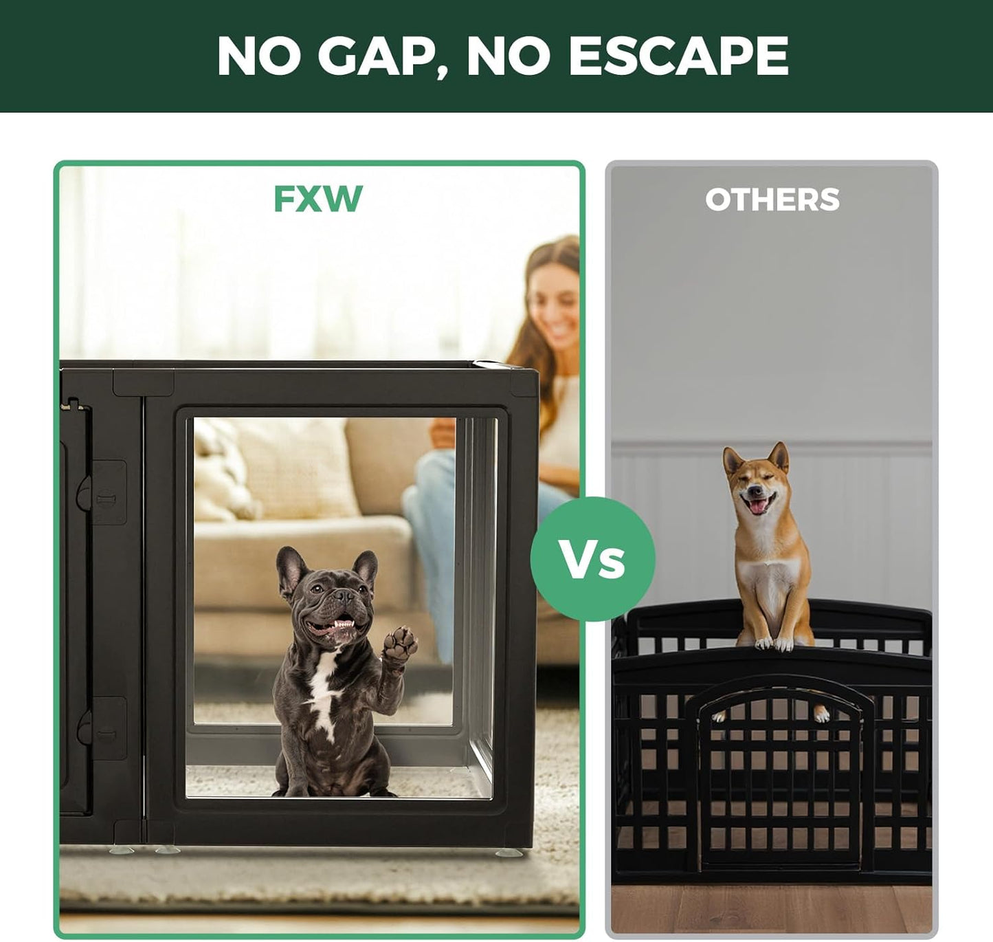 FXW AuraSpace Acrylic Indoor Unleashed Dog Playpen for Small and Medium Dogs, 30 Inch, 16 Panels, Black