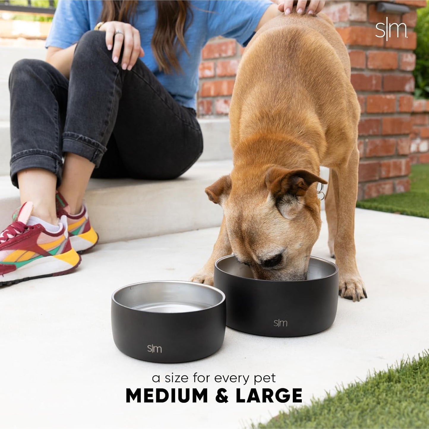 Simple Modern Stainless Steel Pet Water Bowl for Dogs & Cats | Insulated Stainless Steel Food Bowls for Dog Cat | No Tip No Slip BPA Free | Bentley Collection | Medium (4 Cups) | Sea Glass Sage