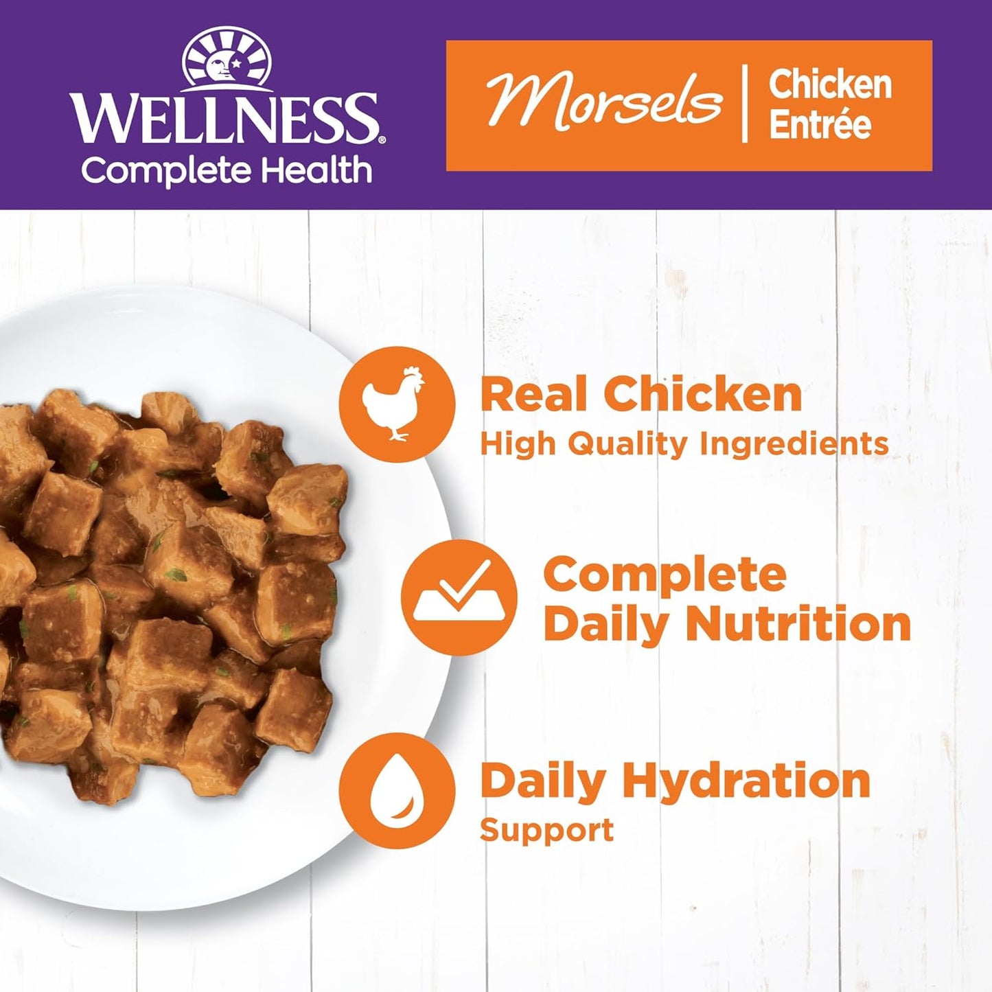 Wellness Complete Health Cubed Adult Wet Cat Food, Natural, Protein-Rich, Grain Free, 5.5 Ounce, 24 Pack, (Chicken Entrée)