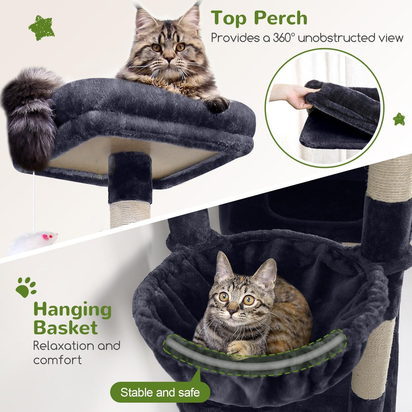 Globlazer Extra Large Cat Tower, 81-inch Tall Cat Tree for Big Cats 20 lbs, XXL Heavy Duty Cat Scratching Tower for Indoor Adult Cats with 3 Cat Condos, 8 Scratching Posts, F81, Dark Grey