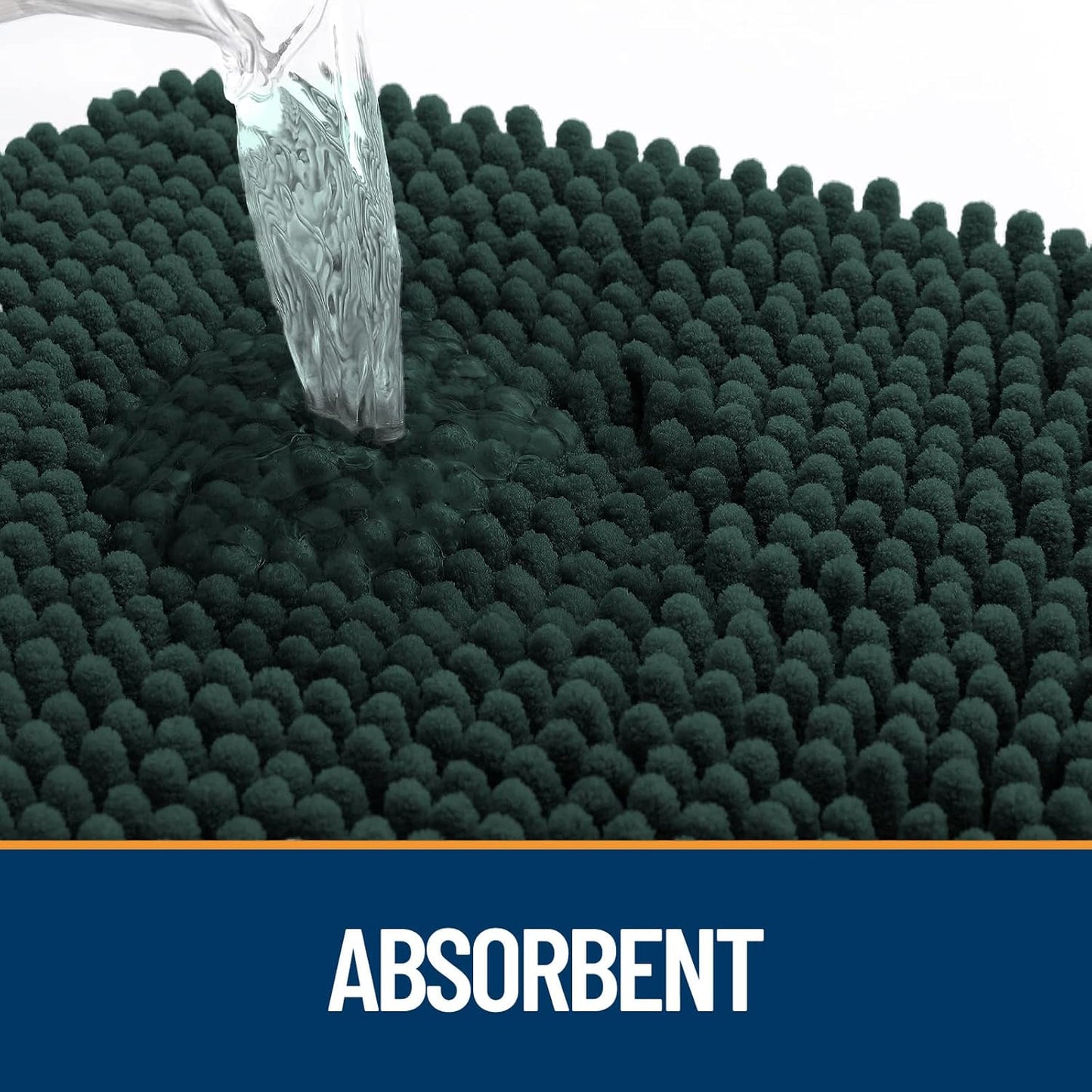 OLANLY Dog Door Mat for Muddy Paws 44x24, Absorbs Moisture and Dirt, Absorbent Non-Slip Washable Doormat, Quick Dry Chenille Mud Mat, Entry Indoor Entryway Carpet for Inside Floor, Blackish Green