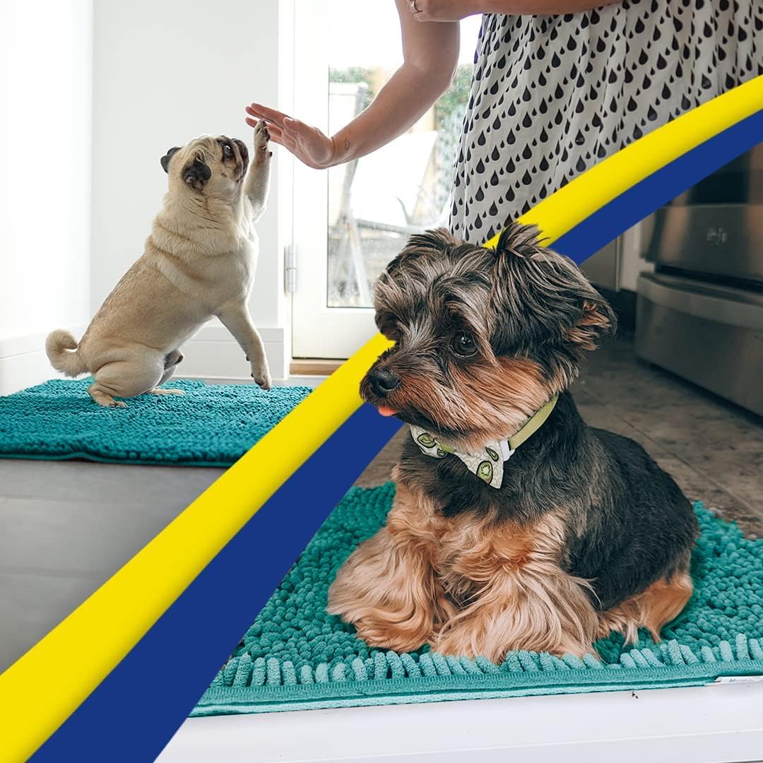 Muddy Mat® AS-SEEN-ON-TV Highly Absorbent Microfiber Door Mat and Pet Rug, Non Slip Thick Washable Area and Bath Mat Soft Chenille for Kitchen Bathroom Bedroom Indoor and Outdoor - Teal 24" x 72"