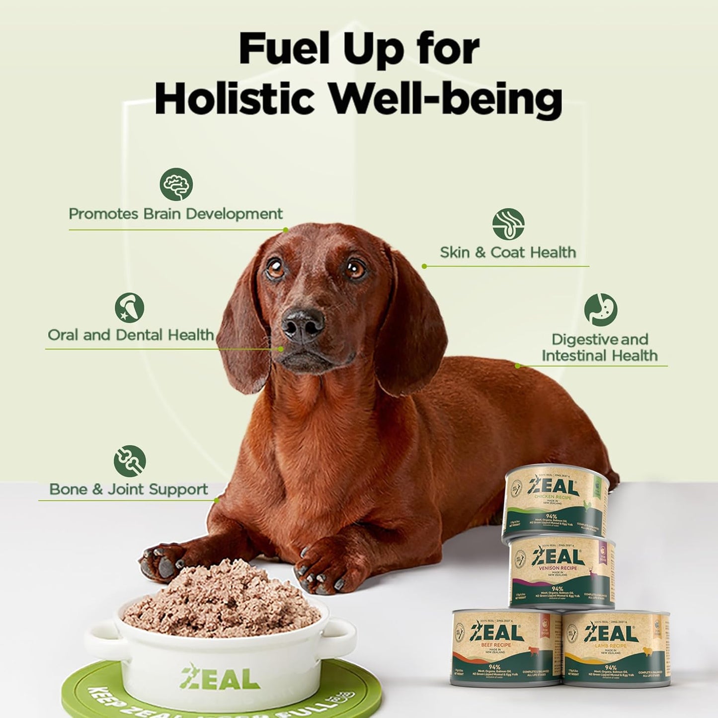 ZEAL New Zealand Canned Wet Dog Food – High Protein, Pure Nutrition, Grain-Free with Superfoods (Chicken, 6oz Can, 12-Pack Tray)