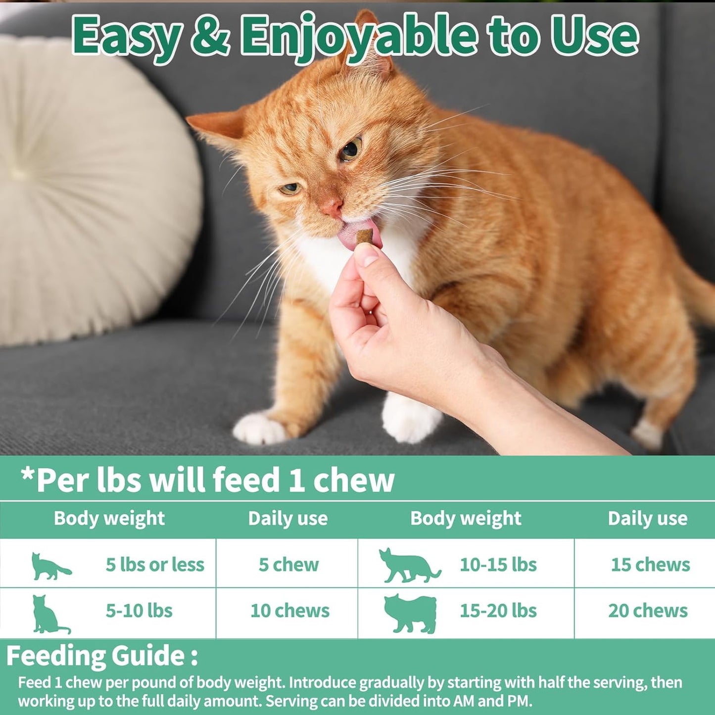 Cat Probiotics Tasty Chews for Digestive & Gut Support - Crunchy & Creamy Texture - Cat Gut Health, Constipation Relief, Healthy Stool, Natural Supplement for Cats, Chicken Flavor - 500 Chews