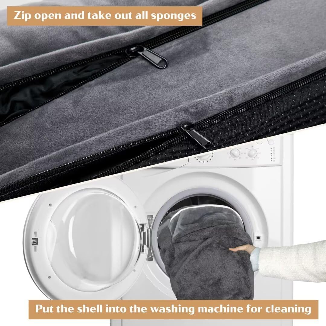 Comfort Expression Dog Beds for Extra Large Dogs, Waterproof Orthopedic Dog Bed Jumbo Breed, PV Washable Dogs Sofa with Removable Cover & Non-Slip Bottom(Dark Grey)