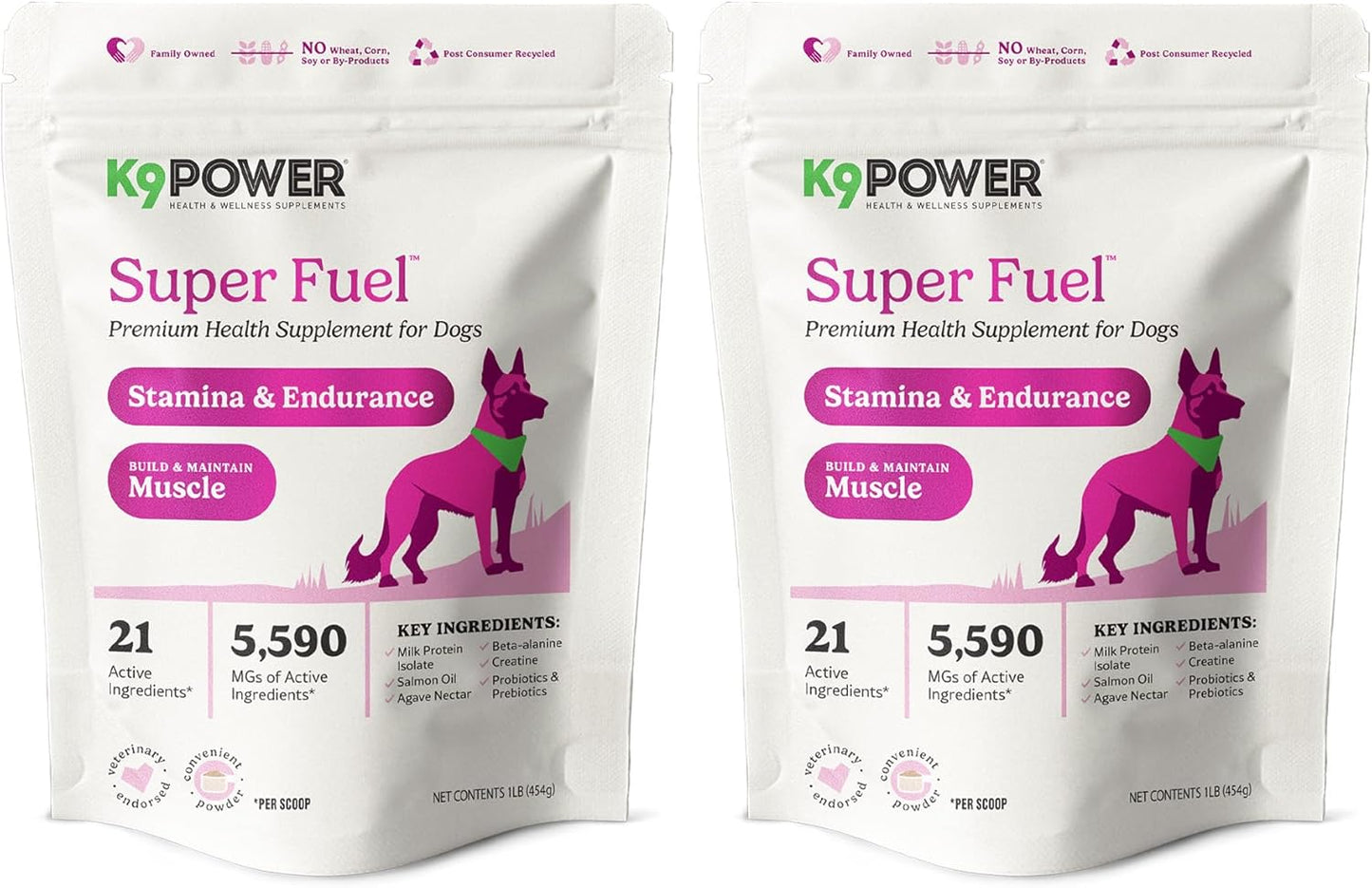 K9 Power Super Fuel for Dogs 1lb - Boosts Energy Levels - Supports Muscle Growth & Enhances Joint Health - Pack of 2