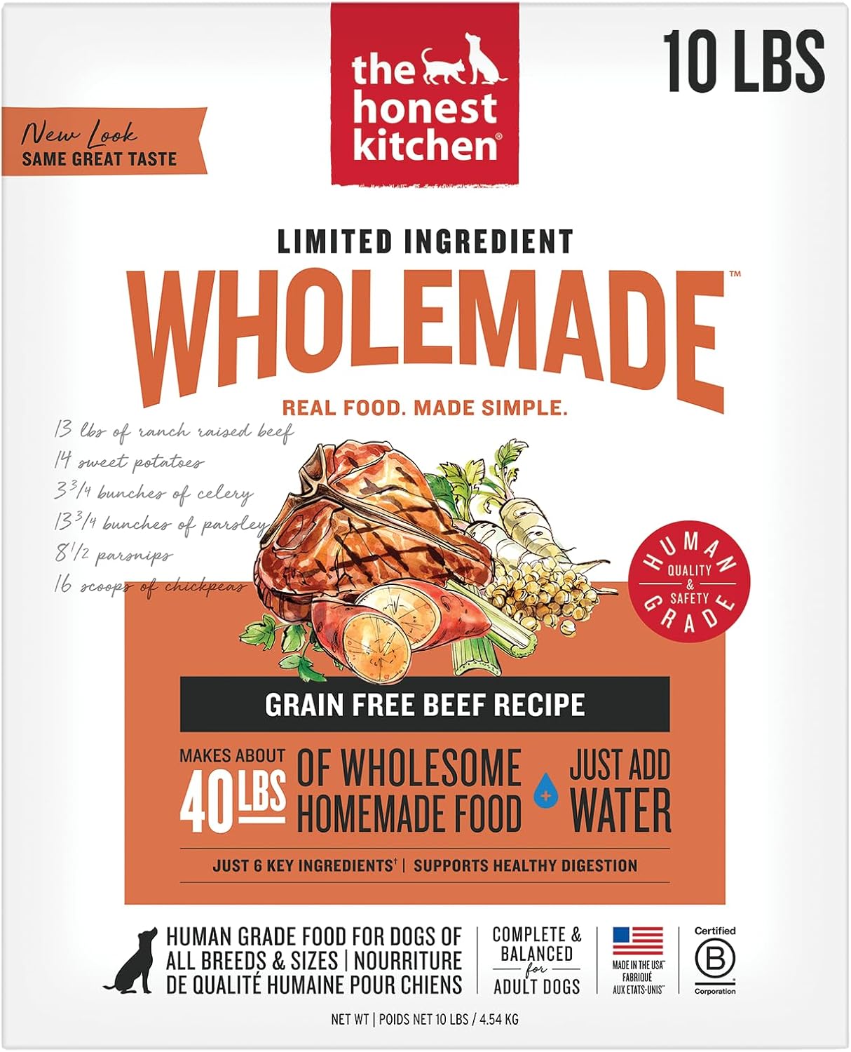 The Honest Kitchen Wholemade™ Limited Ingredient Beef Dog Food, 10 lb Box