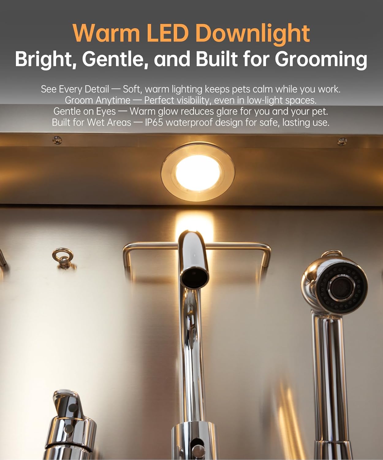 POLIMO Dog Washing Station, LED Professional Stainless Steel Dog Bathing Station 50", Dog Grooming Tub for Large, Medium & Small Dog - with Window, Ramp, Drawer, Floor Grate & Faucet (Right RAMP, 50")