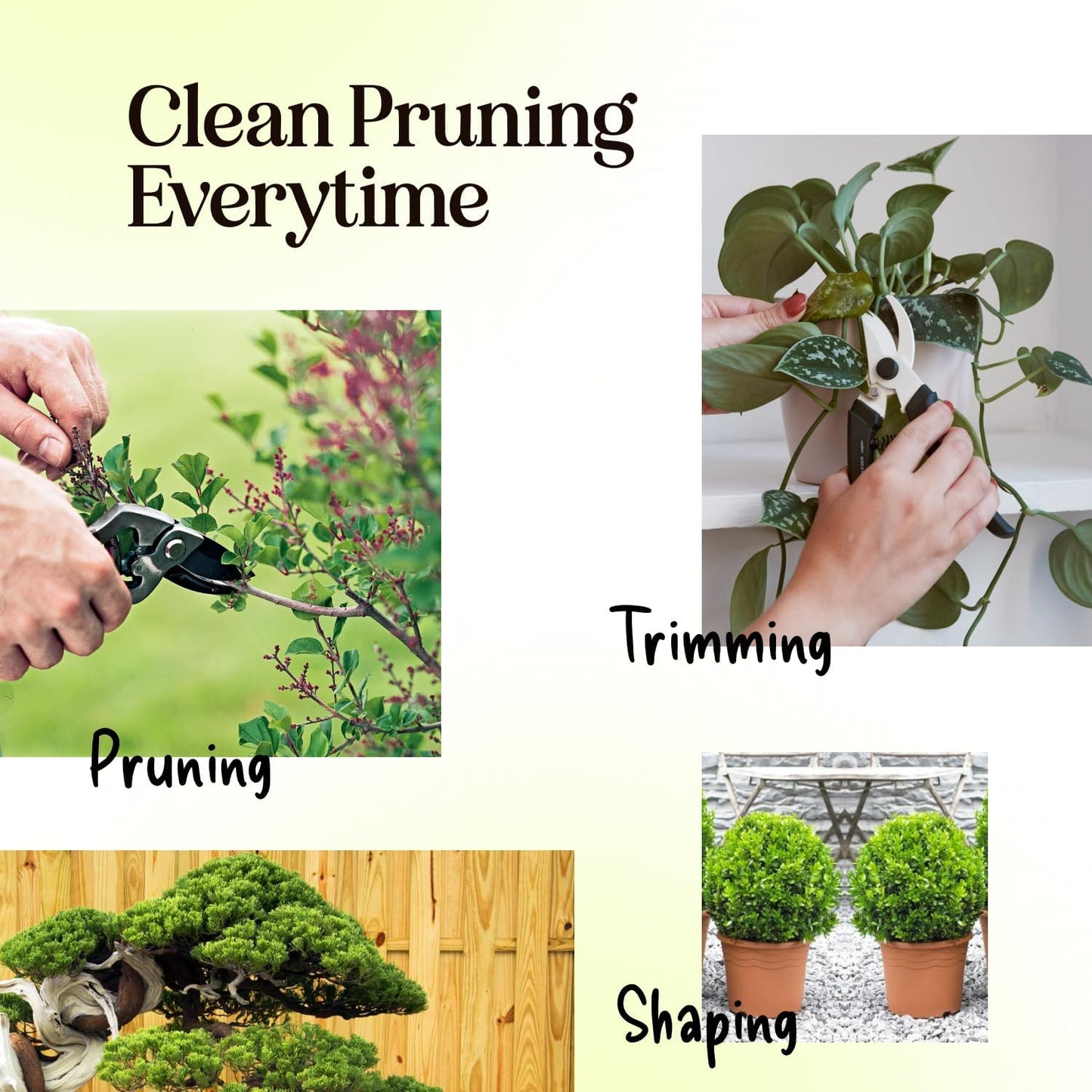 Ultra Sharp Pruning Shears Hedge Clipper – Cuts 3X Easier, Dual-Size Opening, Weak Hand Arthritis Clippers, Rust-Resistant Pruner, Effortlessly Cuts