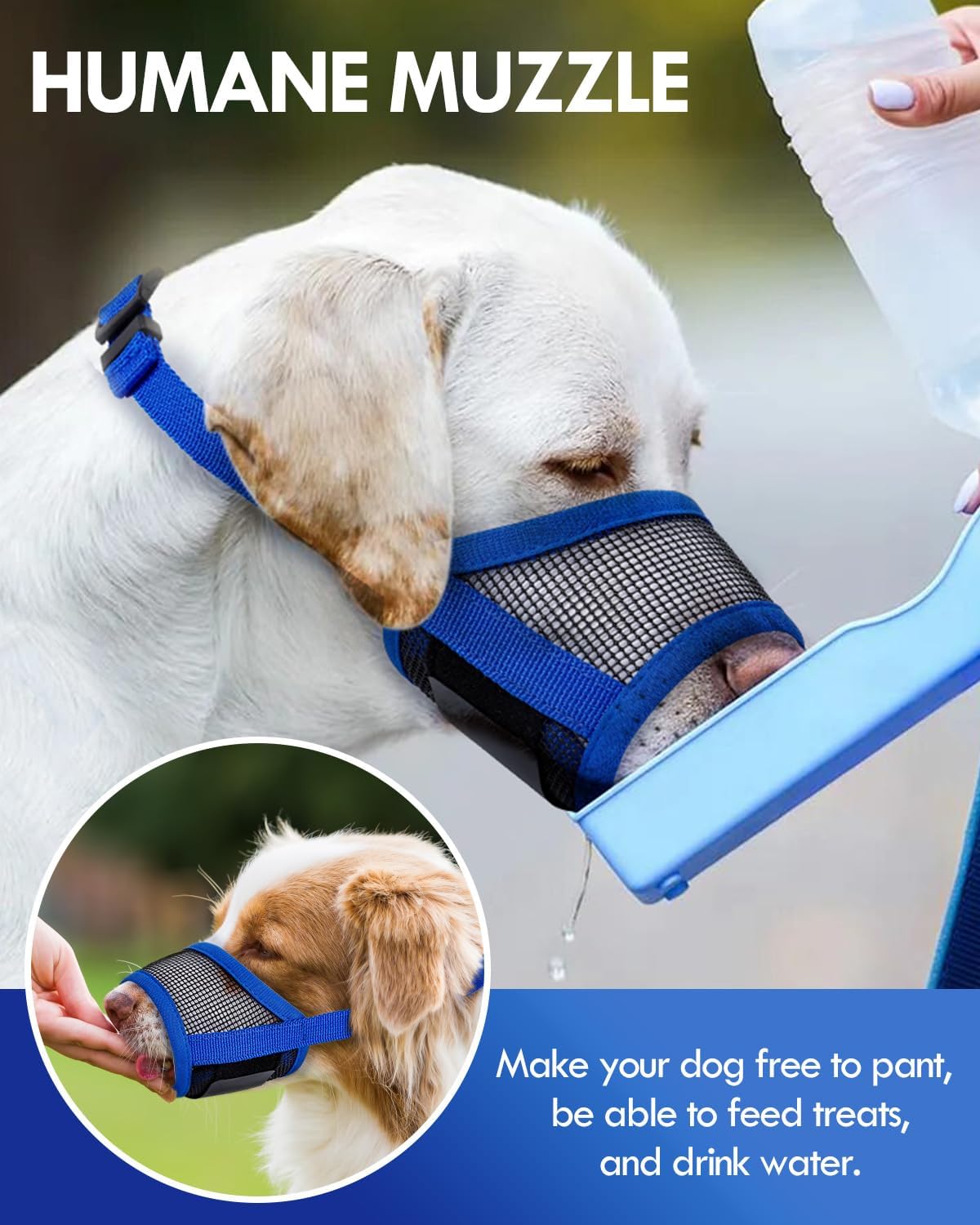 Dog Muzzle, Soft Air Mesh Muzzle for Small Medium Large Dogs Anti Biting Barking Chewing, Breathable Drinkable Adjustable Loop Pets Muzzle for German Shepherd Husky Labrador Retriever (Blue,XL)