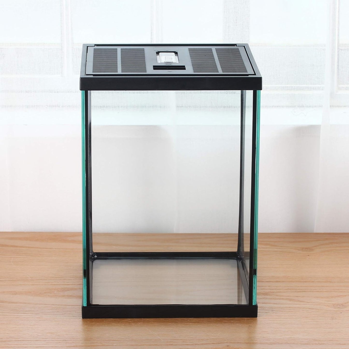 crapelles Black Small Vertical Insect GlassTerrarium, 7.8x7.8x10.8'' Reptile Tank, for Tarantula Larvae Caterpillar Frog Snail Spider Hermit Crab Habitat Container House Cricket Breeding Box