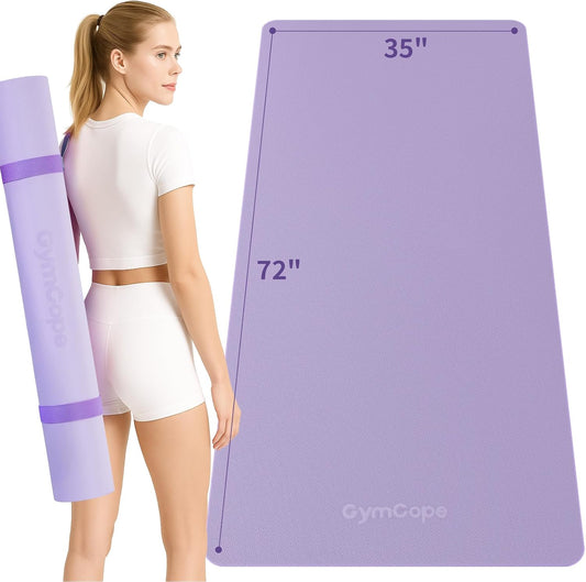 Extra Large Yoga Mat - 72"x35", 72"x48", 78"x57" - Wide TPE Exercise Mat for Home, Stretching, Couples & Family Workouts - 6-12mm Thick, Non-Slip & Waterproof - with Carry Bag and Straps