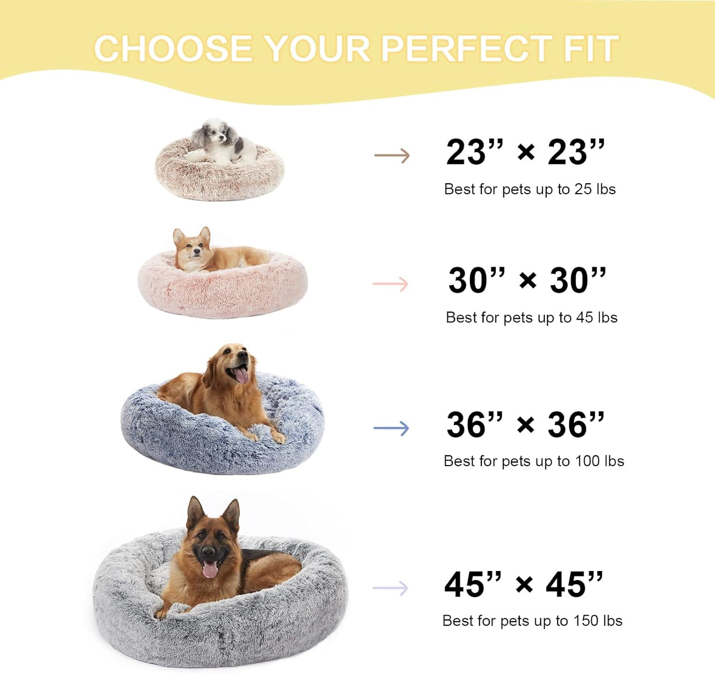 Bedfolks Calming Donut Dog Bed - 45 Inches Round, Plush for Extra Large Dogs, Anti-Anxiety, Washable & Non-Slip (Light Blue, Extra Large)