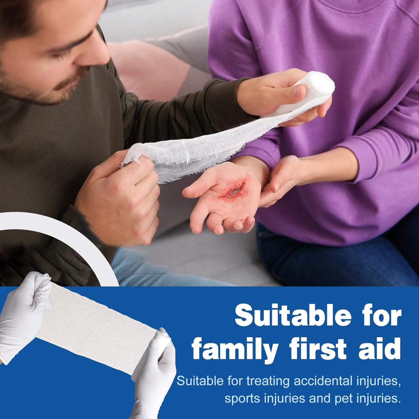 AZEN 30 Pack Gauze Rolls Bandages, 4 in x 4.1 Yards, Premium Medical Supplies & First Aid Supplies, Bandage Wrap Vet Wrap, Mummy Wraps