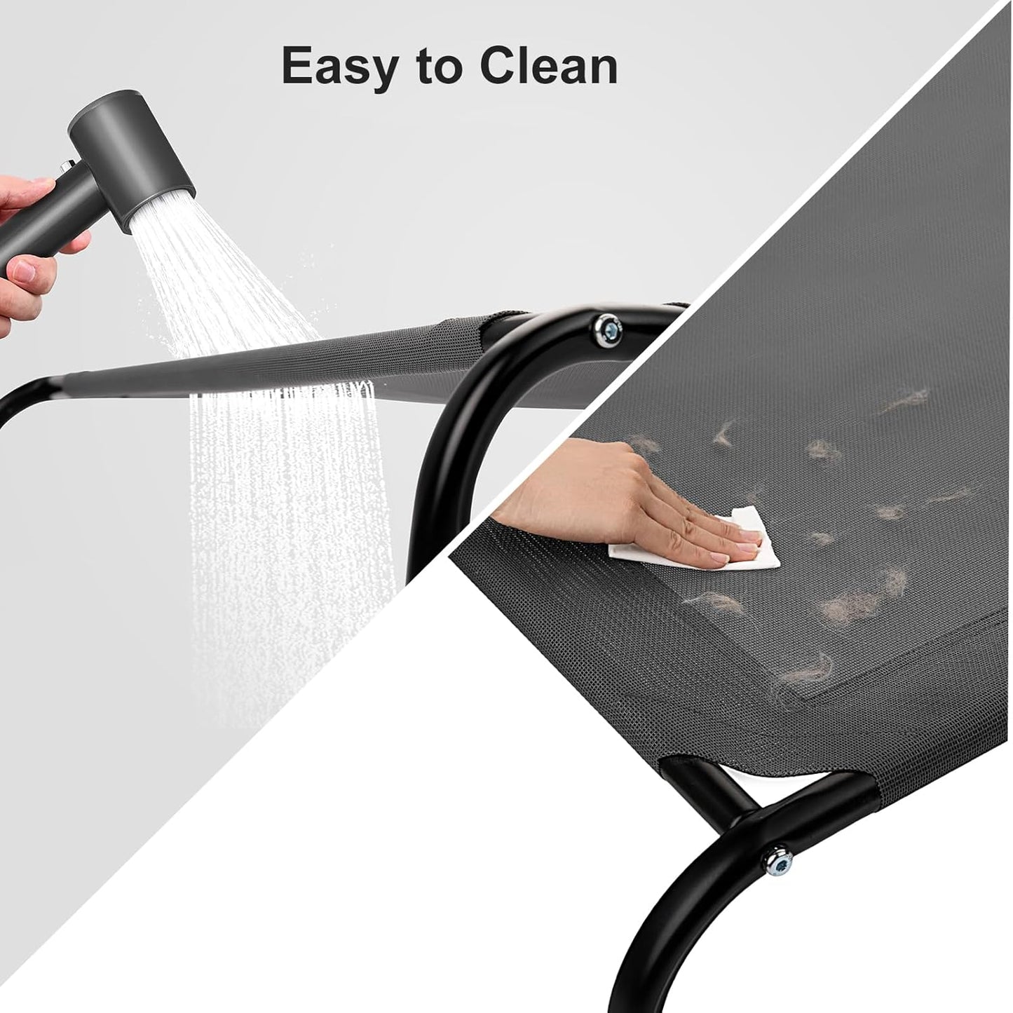 Cooling Elevated Dog Bed with Non-Slip Floor Protectors & Breathable Mesh, Raised Indoor & Outdoor Dog Cot Hammock, 34" L x 25" W x 8" Th, Small, Grey