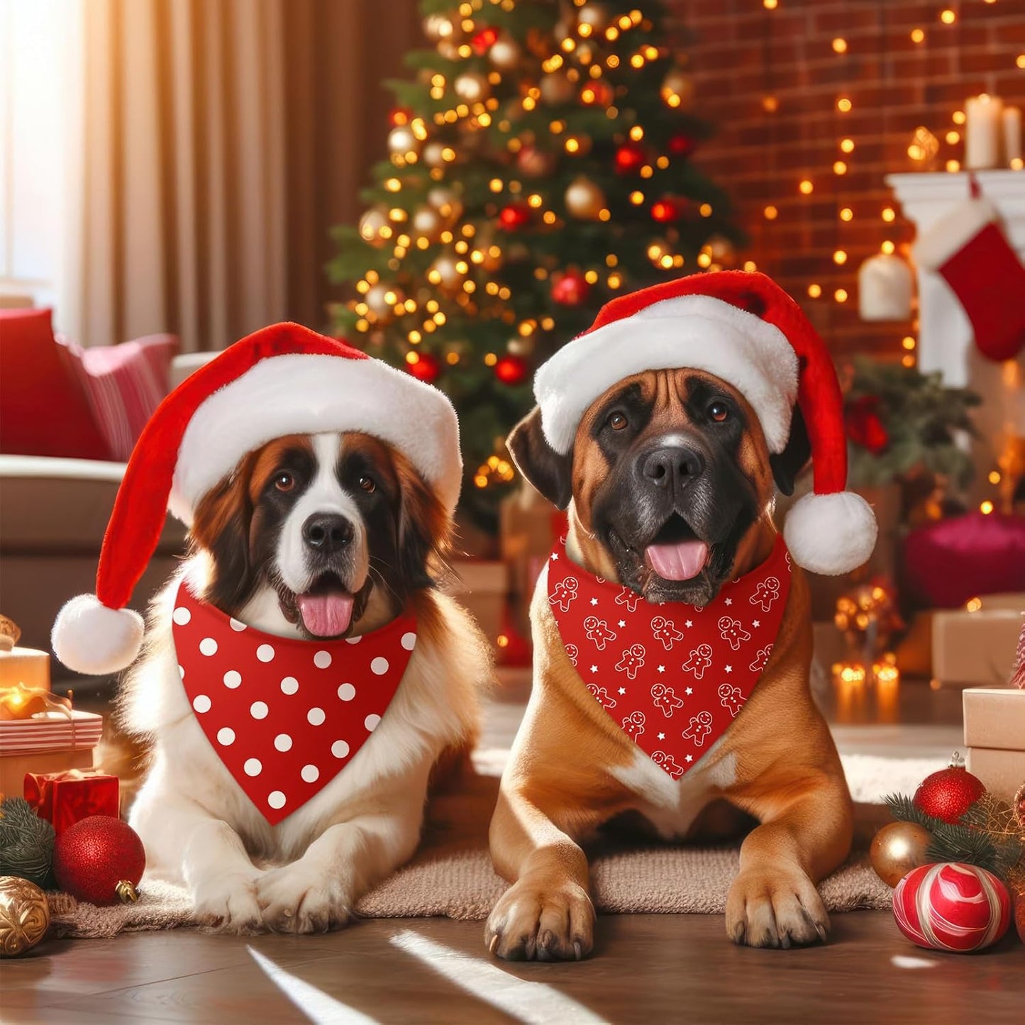 Chunful 100 Pieces Christmas Dog Bandanas Bulk Red and White Xmas Bandanas for Dogs Triangle Scarf Bib Kerchief Set for Small Medium Large Doggie Christmas Costume Decor(31.5 x 21.7 x 21.7)