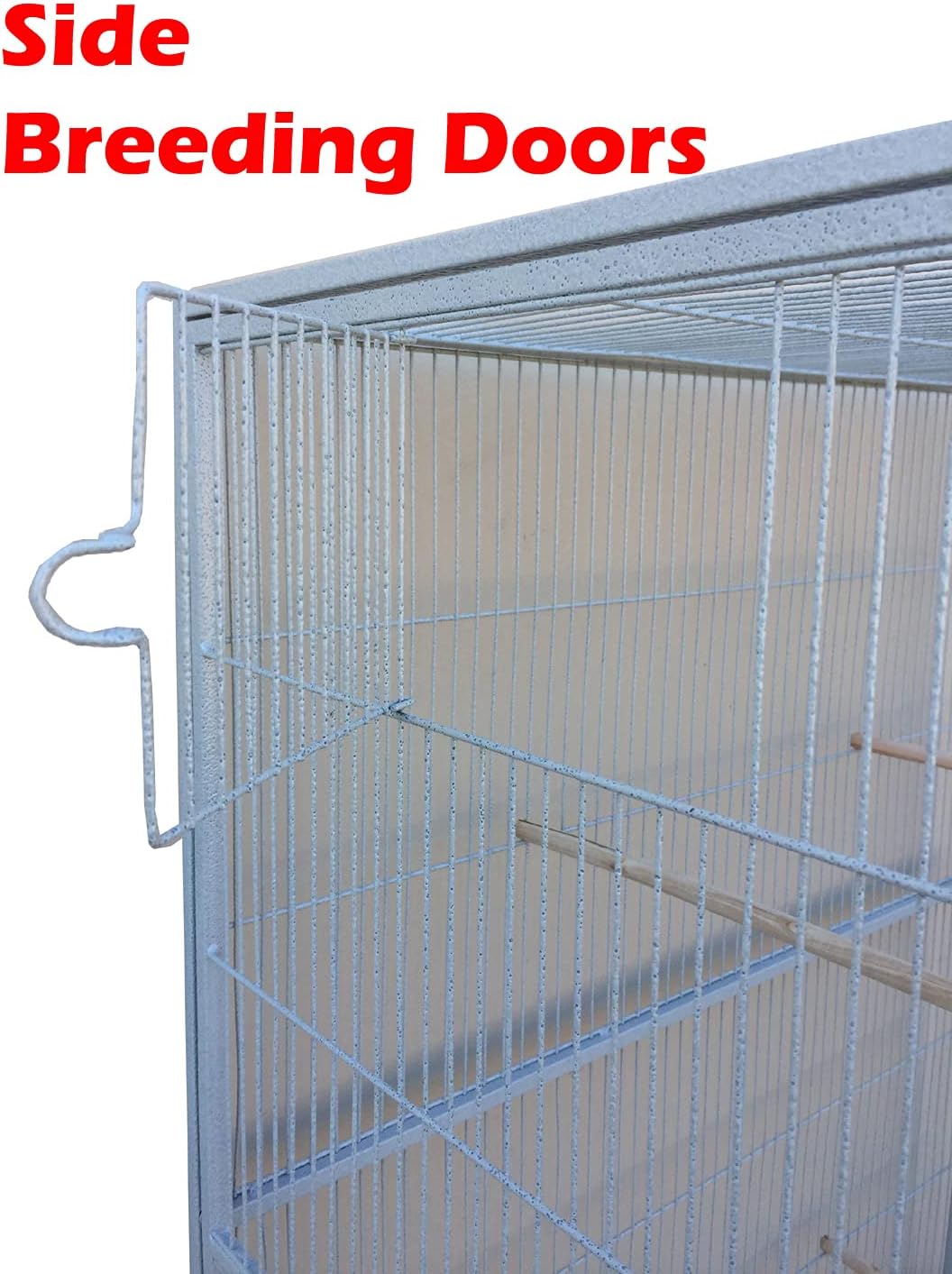 Extra Large Double Stacker Breeding Flight Bird Wrought Iron Double Parrot Bird Breeder Cage Side Nesting Box Doors Easy Clean Pull Out Metal Grate and Tray with Removalbe Rolling Stand