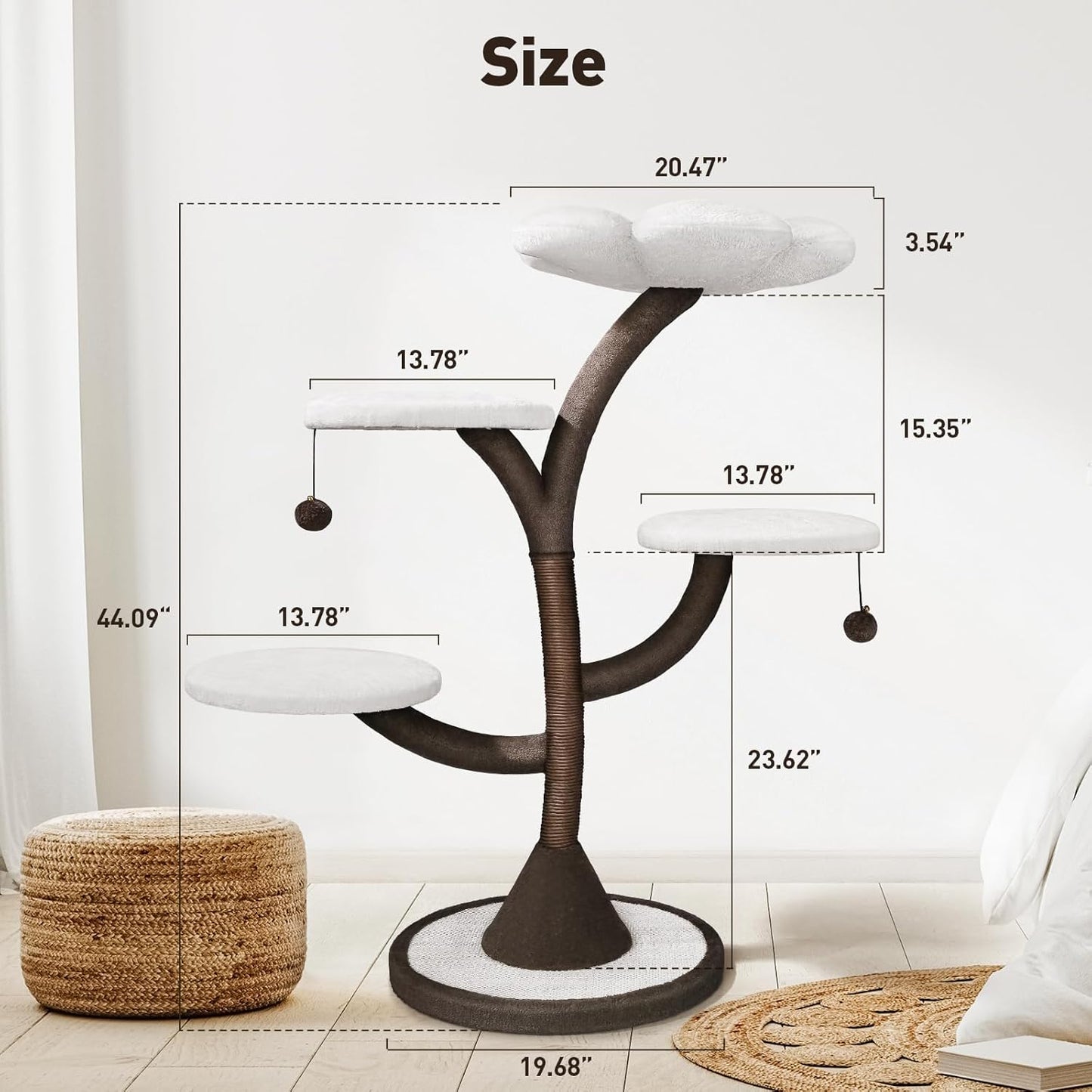 Multi-Level Modern Cat Tree, All-in-One Cat Tower with Scratching Post, Flower Cat Tree Houses for Indoor Cats