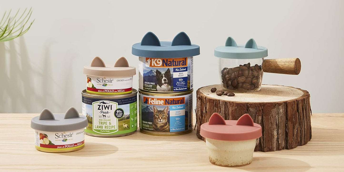 OHMO 2 Pack Dog Food Can Lids, (3,12, 14oz etc.) Universal Size BPA Free Silicone Covers for Cat and Pet Food, Light Blue