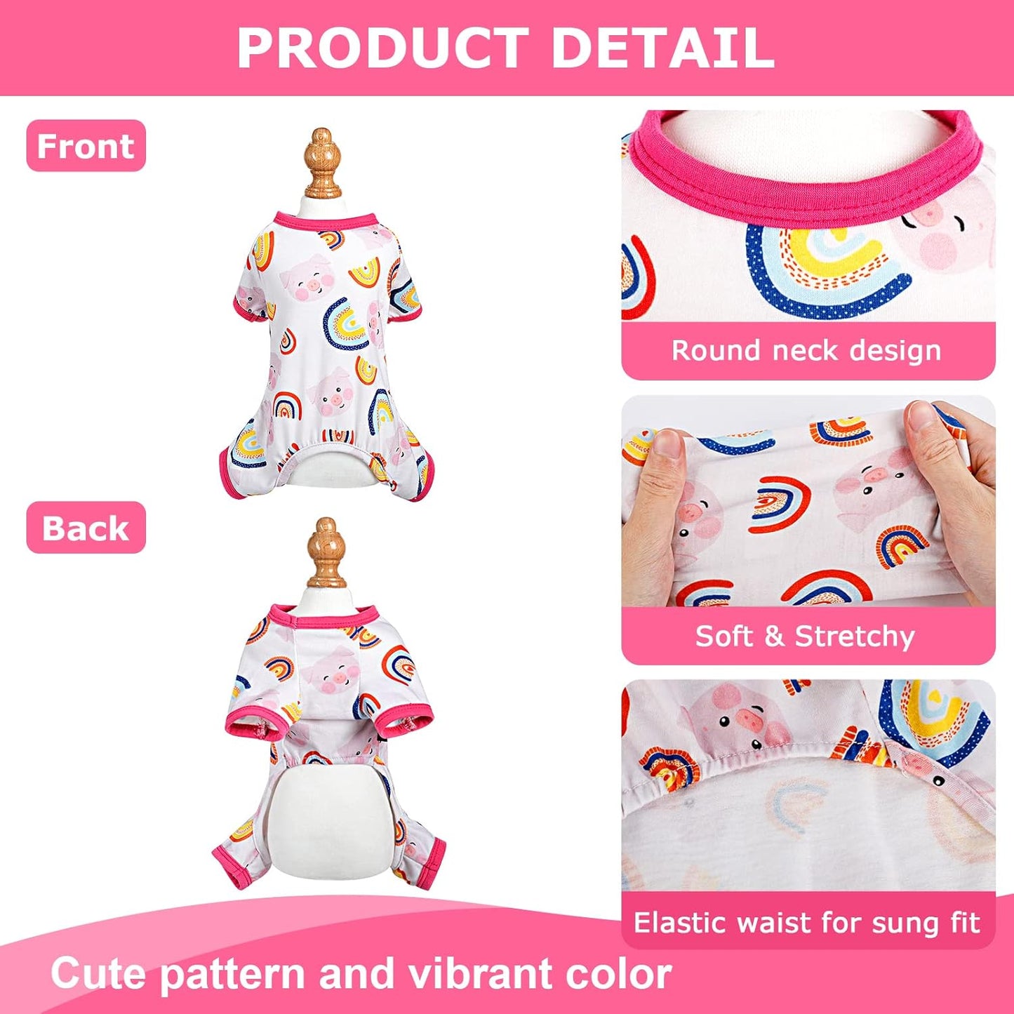 Pink Dog Pajamas Cute Dog Clothes Pet Pjs Onesies Girl Dog Pajamas for Small Dogs Summer Pet Outfits Appeal Jumpsuits, Small