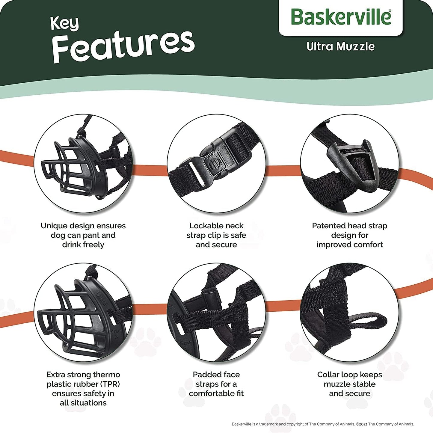 BASKERVILLE ULTRA MUZZLE - Patented Humane Design, Breathable, Dog can Pant and Drink, Adjustable, Padded, Training Muzzle for Medium-sized Dogs, Prevents Biting, Wildlife Scavenging (Size 3, Black)