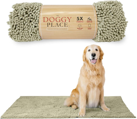 My Doggy Place Microfiber Dog Mat for Muddy Paws, 60" x 36" Oatmeal - Non-Slip, Absorbent and Quick-Drying Dog Paw Cleaning Mat, Washer and Dryer Safe - X-Large/Runner