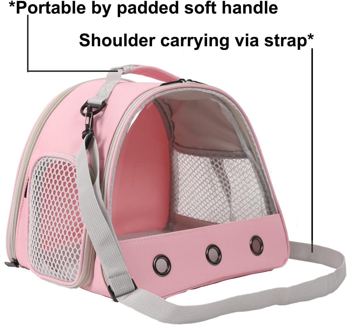 Bearded Dragon Carrier, Lizards & Small Animal Travel Carrier for Sugar Glider, Hedgehog, Rat, Parrot, Bird & Guinea Pig - Portable, Two-Pig Pink Carrier