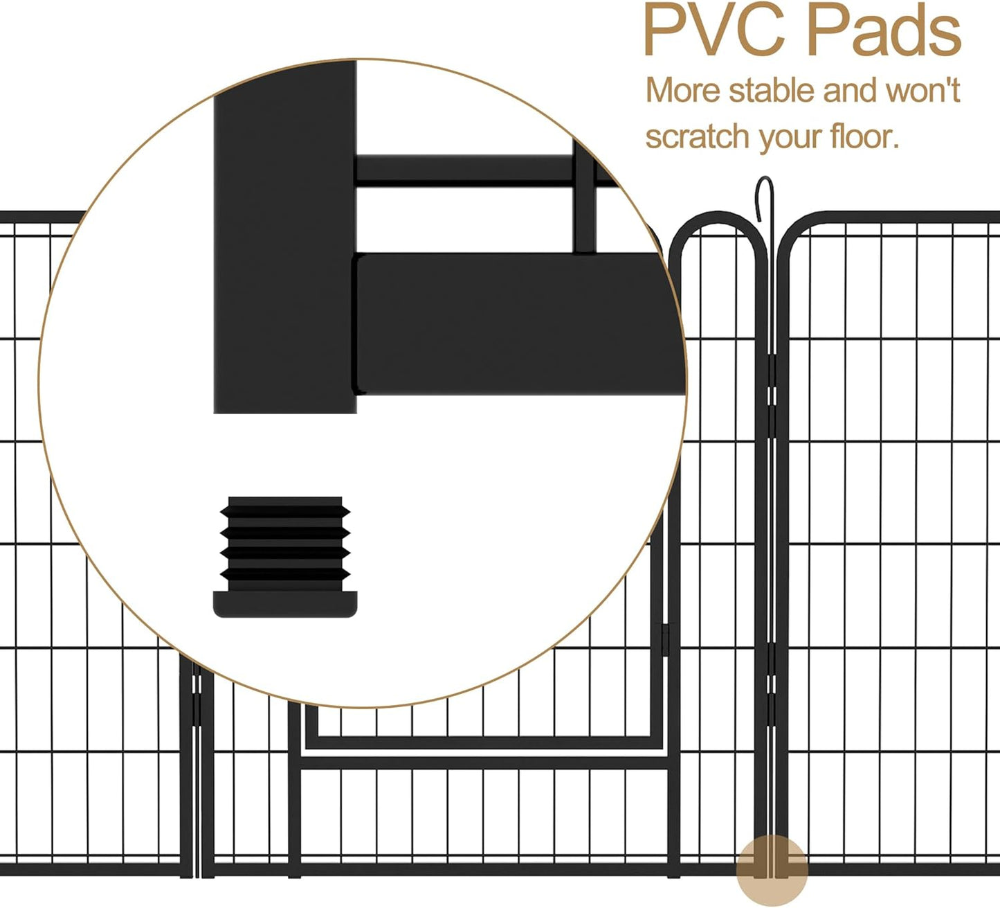 Dog Playpen, Outdoor Dog Fence, 6 Panels, 40" H Dog Pen for Large/Medium/Small Dogs, Heavy Duty Metal Pet Fence with Gate, Portable Dog Fence for RV Camping and Yard (Black)