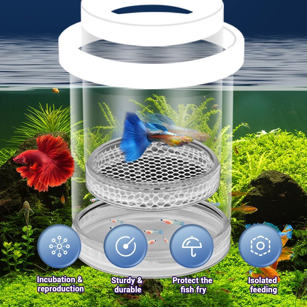 Breeder Box Fish Tank,Fish Breeder Box for Floating Aquarium,Isolation Breeding Boxes,Separator for Baby Fish, Clownfish, Betta Eggs