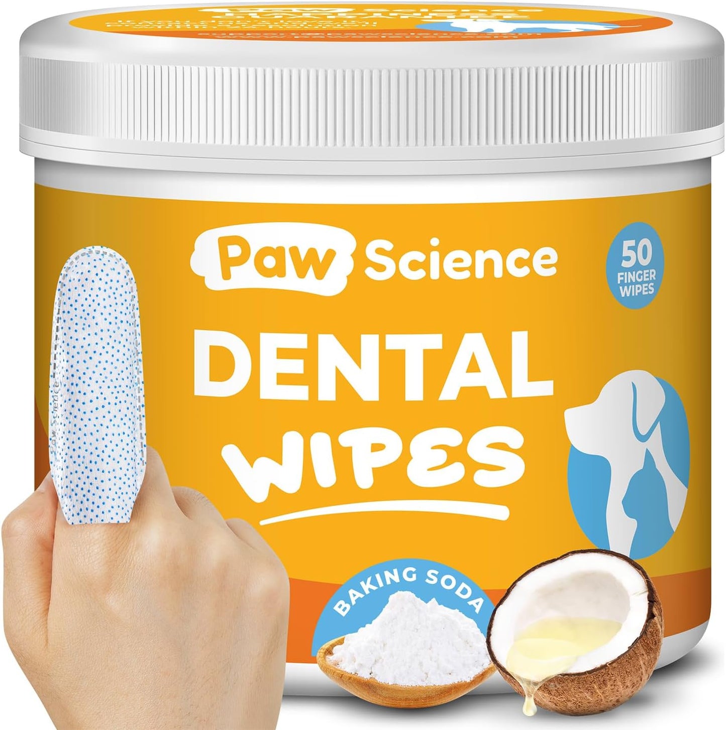 Cat & Dog Teeth Cleaning Wipes - Dental Finger Wipes for Cats & Dogs - Pet Toothbrush & Tooth Brushing Kit - Effective Teeth Cleaner (Unscented)