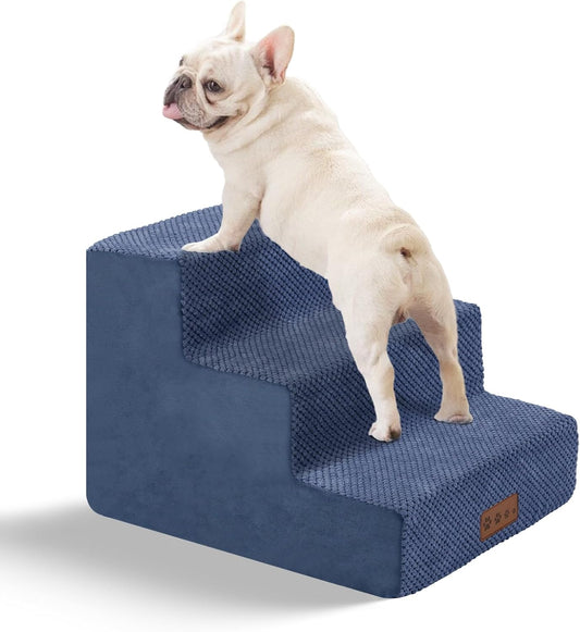 GGIB Dog Stairs for Small Dogs Cats Non-Slip Dog Steps for High Bed Pet Stairs for Sofa Couch Pet Ramp Pet Steps with Removable Washable Cover, 13" H, 3-Step