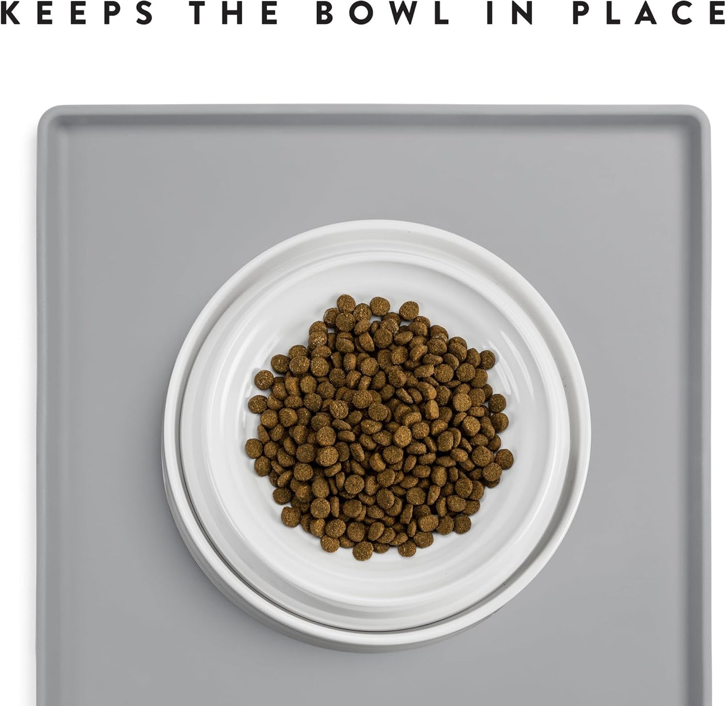 CatGuru Cat Food Mat, Small & Large Pet Feedingd Mat, 100% Waterproof Cat Mats for Food and Water, Silicone Mats for Pet Bowls, Non-Slip Placemat for Water Bowl or Fountain (Large, Silver)