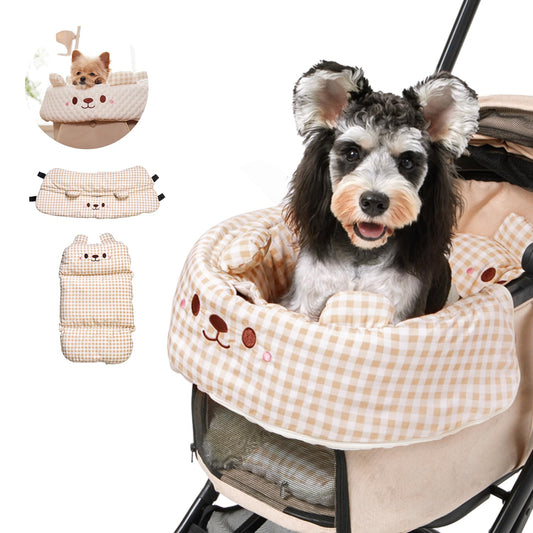 Cooling Cushion for Pets, Removable & Washable Dog Stroller Cushion, Both Side Used Pet Stroller Cushion for Dogs & Cats, Khaki