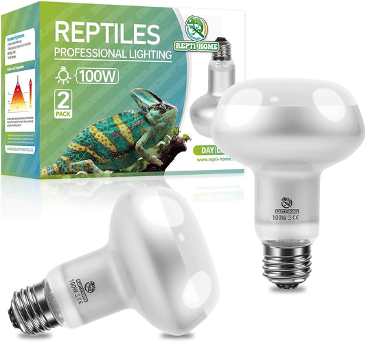 Reptile Heat Lamp 2Pack 100W, Intense Basking Spot Light Bulb with UVA, Simulate Natural Daylight Heat Bulb for Reptile, Turtle, Bearded Dragon, Lizard, Tortoise, Gecko, Snake