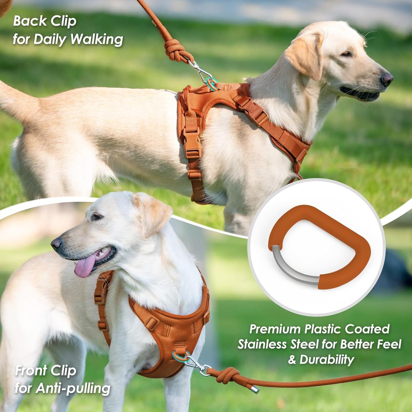 No Pull Dog Harness, Puppy Vest with Front Clip for Small Medium Large Sized Dog(Carmel Brown,XS)