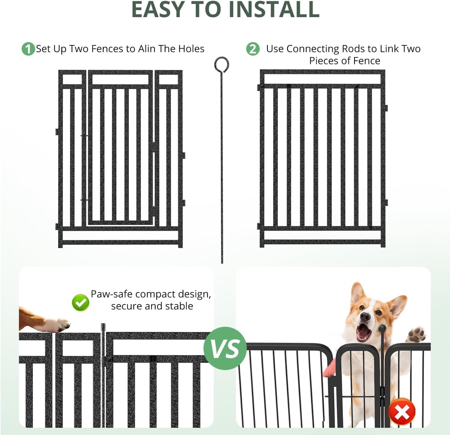 Dog Fence Outdoor Indoor, 32" Inch Height 16 Panels Dog Playpen for Large/Medium/Small Dogs Metal Dog Pen for Yard Camping and RV | Black-Silver