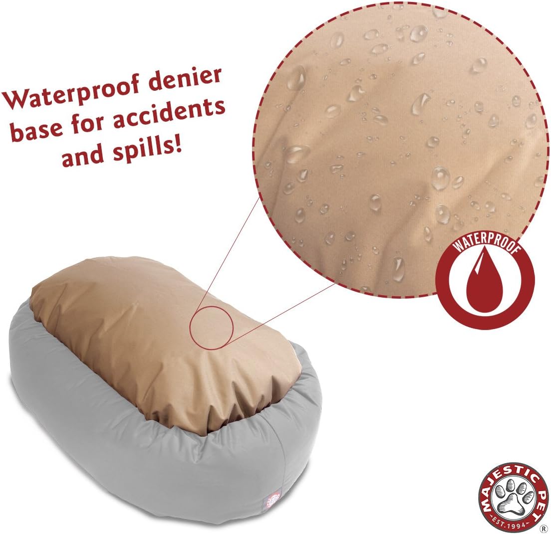 Majestic Pet 32 Inch Suede Calming Dog Bed Washable – Cozy Soft Round Dog Bed with Spine Support for Dogs to Rest their Head - Fluffy Donut Dog Bed 32x23x7 (Inch) - Round Pet Bed Medium – Black