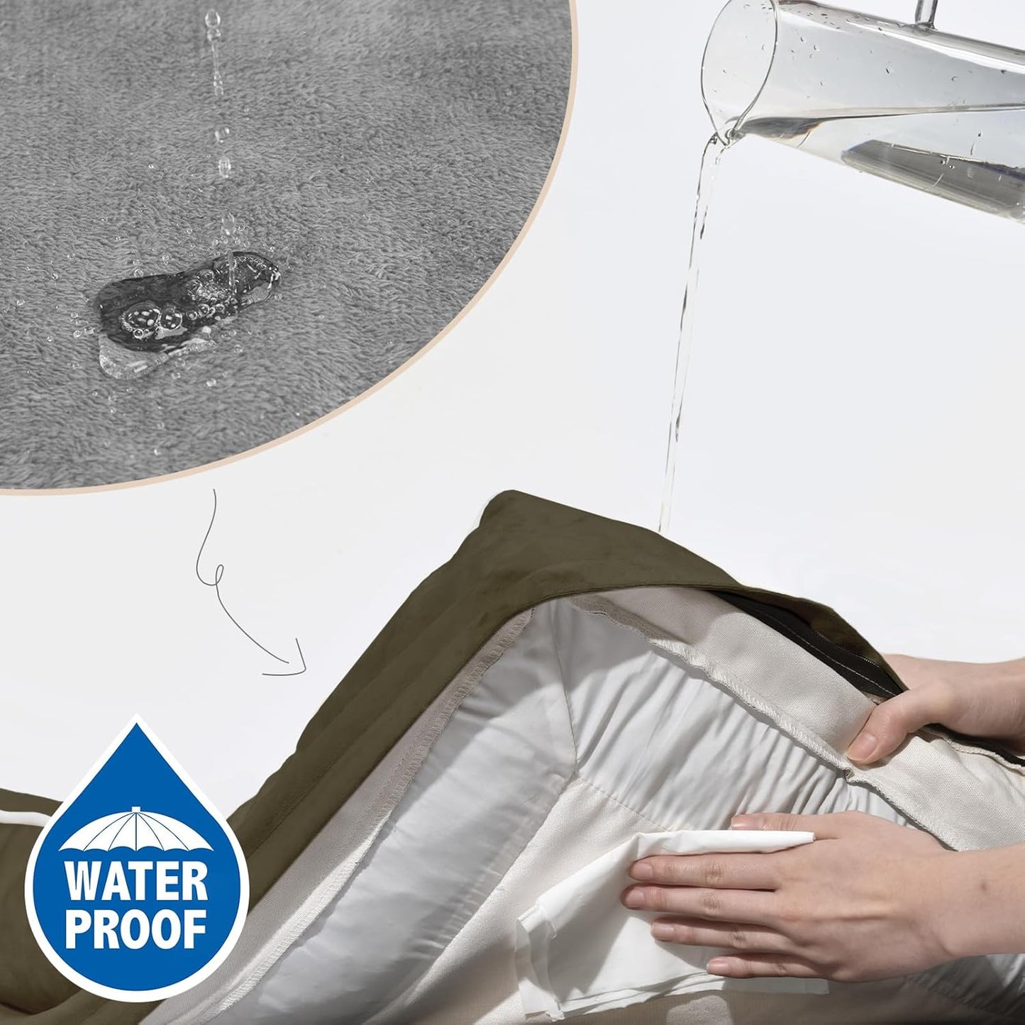 Comfort Expression XL Dog Bed for Extra Large Dogs, Waterproof Orthopedic Foam Dogs Beds with Bolster, Washable Dog Sofa Pet Bed with Removable Cover & Non-Slip Bottom(X-Large,Dark Green)