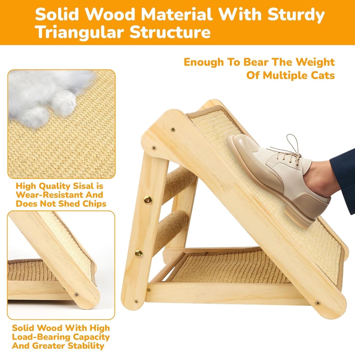 Cat Sisal Scratching Ramp Cats Scratching Post Kitten Scratcher Ramp Sisal Scratcher Posts for Indoor with Cat Teaser